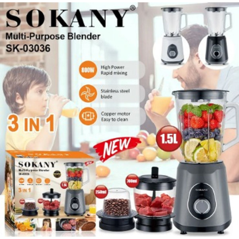 3-in-1 Electric Juicer Blender & Extractor – 800W High-Speed Multi-Function Kitchen Appliance