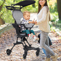 2-in-1 Stroller Pram (Grey/Black) – Compact, Versatile, and Sun-Protected