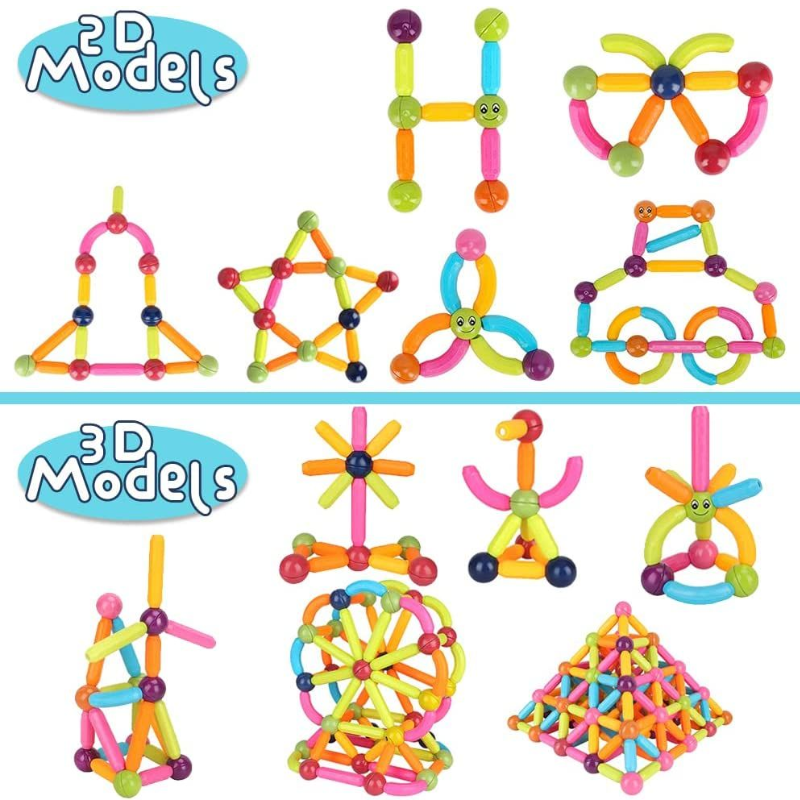 64-Piece Magnetic Sticks & Balls Educational Toy – STEM Learning Game for Kids