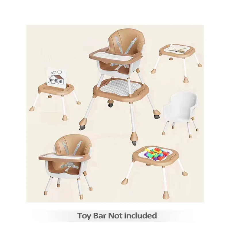 5-in-1 Baby High Chair | Convertible High Chair & Booster Seat | Study Table & Game Table