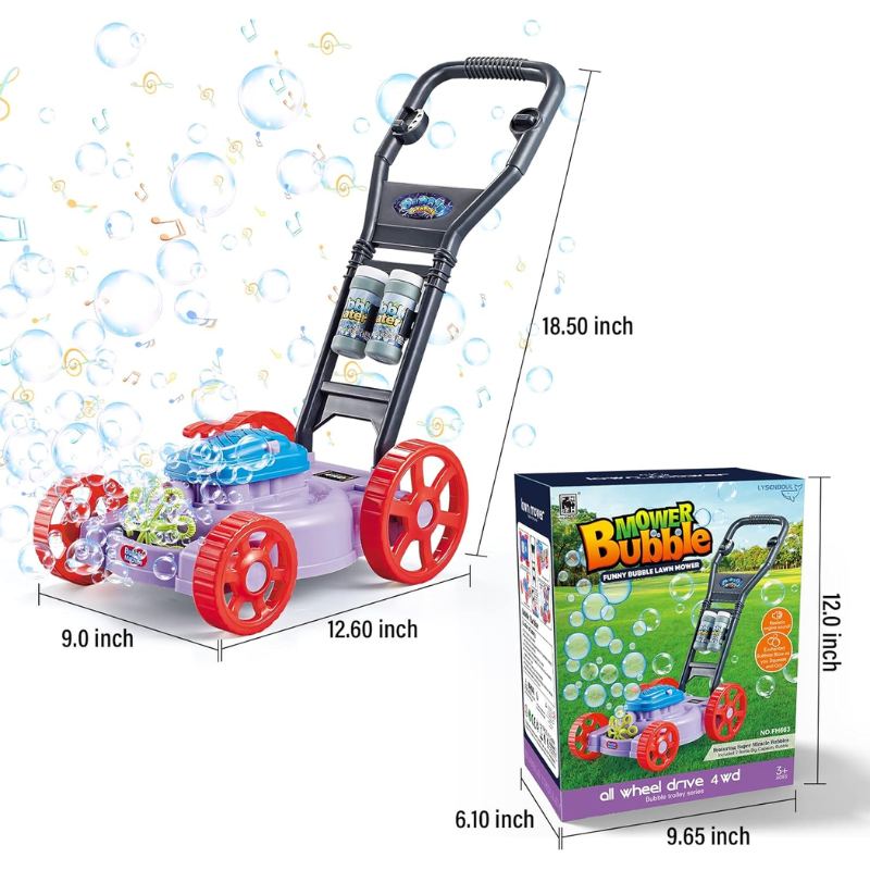 Bubble Lawn Mower for Toddlers - Musical Bubble Blower Toy | Outdoor Fun for Boys & Girls Ages 1-4 | Safe & Durable First Birthday Gift
