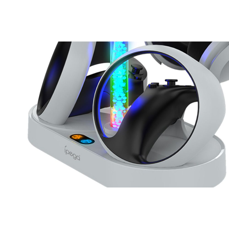 4-in-1 PS VR2 Stand with Dual Controller Charger, RGB Lights & Headset Holder – PG-P5V001