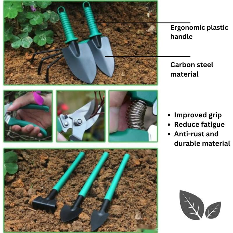 10-Piece Heavy Duty Stainless Steel Gardening Tool Kit with Carrying Case