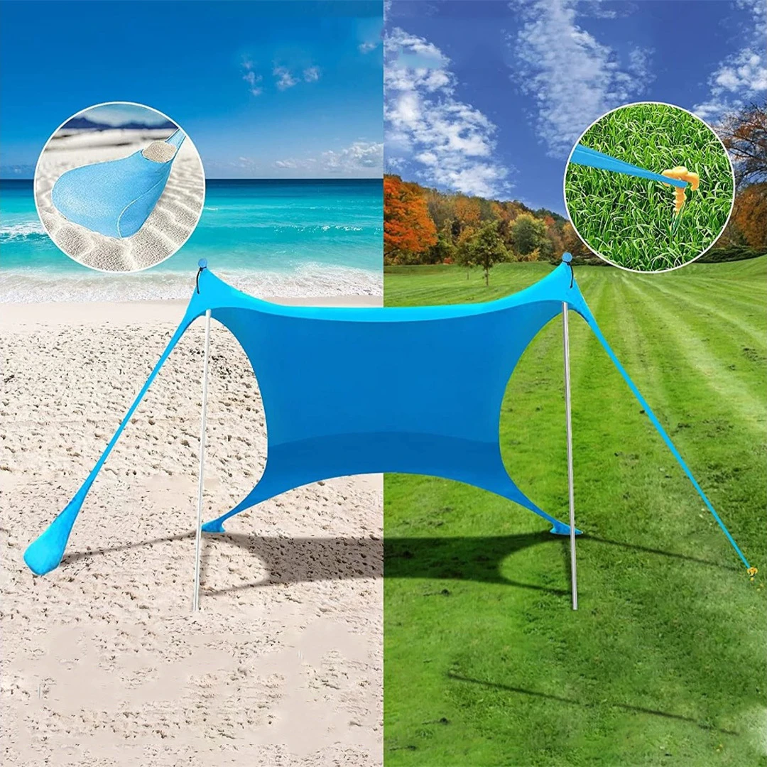 Portable Windproof Beach & Camping Canopy Tent – 5–6 Person Sun Shelter (3m x 3m)