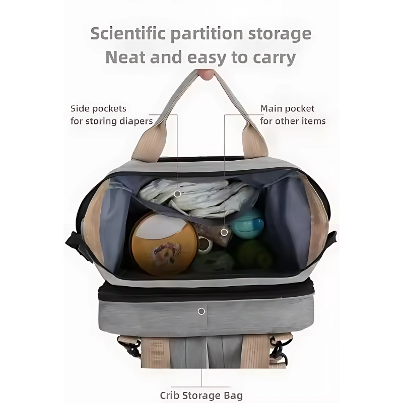 Crib Nappy Travel Foldable Waterproof Backpack Maternity Diaper Bag with Bassinet