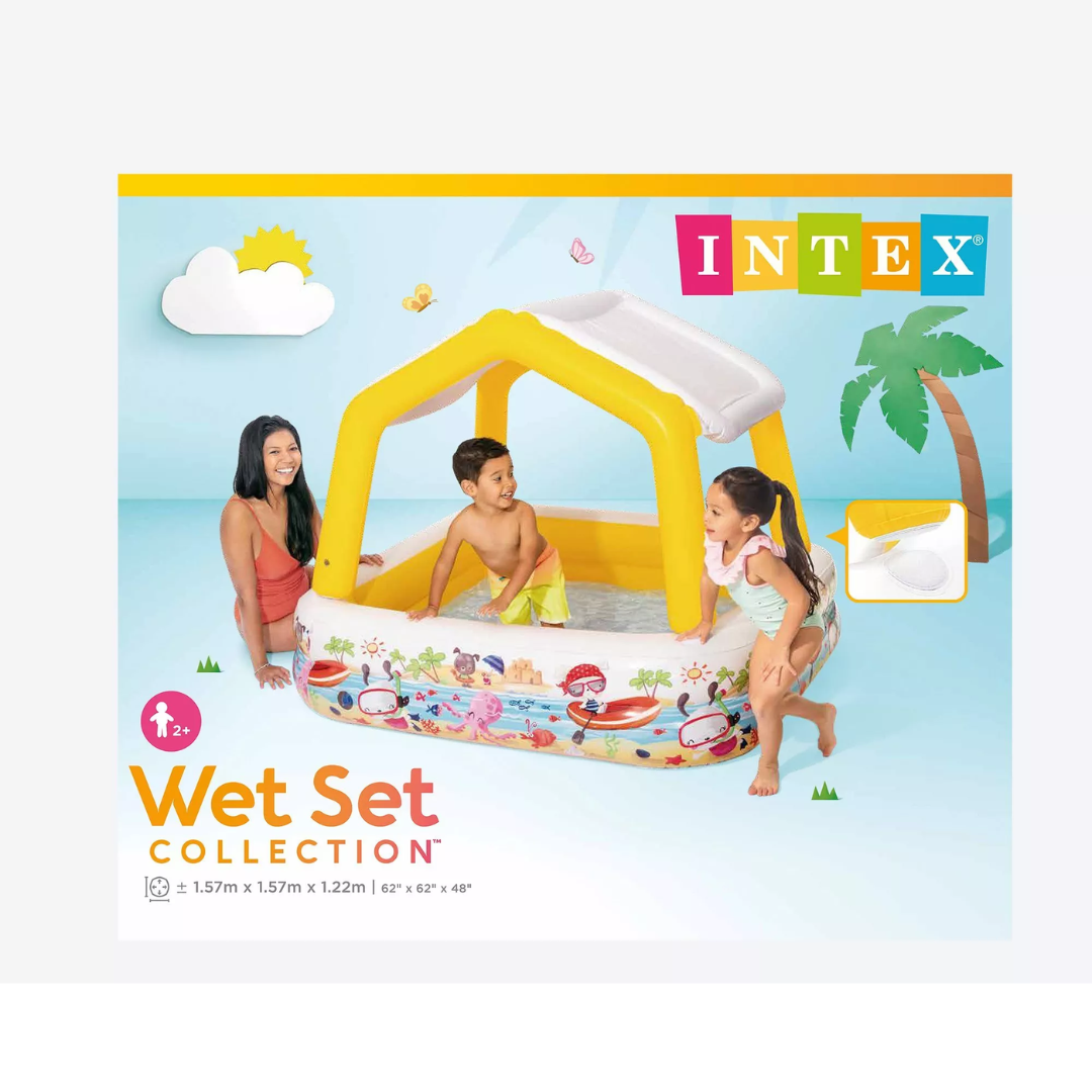 Kids Activity Pool House with Sunshade – Inflatable Play Pool for Outdoor Summer Fun