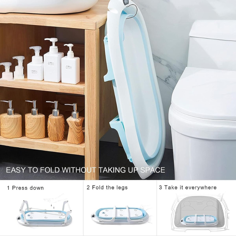 Foldable Baby Bathtub with Temperature Sensing | Lightweight, Safe, and Travel-Friendly