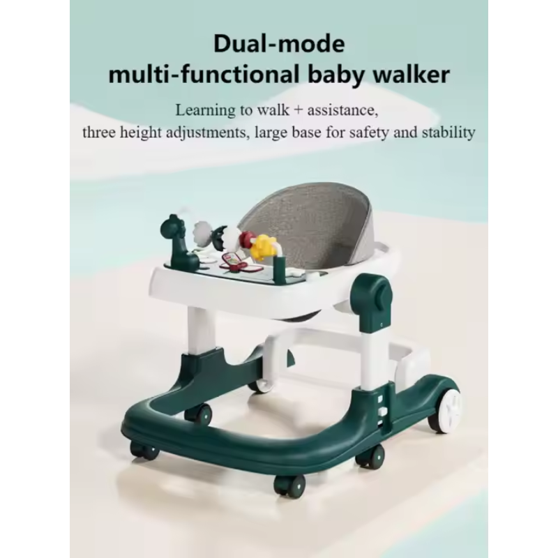 Foldable 3-in-1 Plastic Baby Walker with Silent Wheels for 6-12 Months