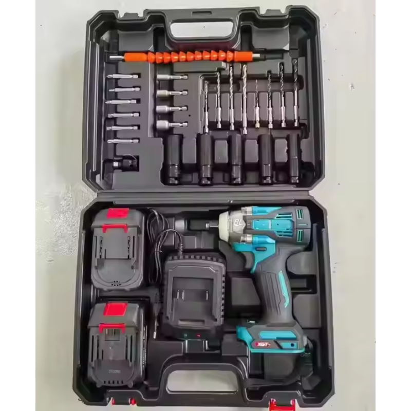 21V Cordless Power Tools Combo Kit - Brushless Hammer Drill, Wrench, Angle Grinder & Cutting Tool Set - 3Pcs, 4Pcs, 5Pcs with Hard Case