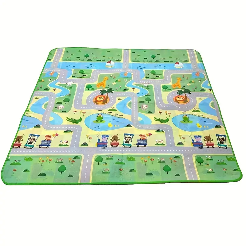 Double-Sided Baby Play Mat for 0-3 Years – Non-Toxic, Waterproof, and Reversible Educational Crawling Mat