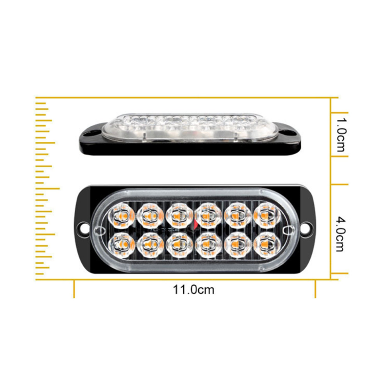 12T LED Emergency Flash Light Bar – 36W 12LED Strobe Light for Car, Truck, SUV, Van (12V-24V)
