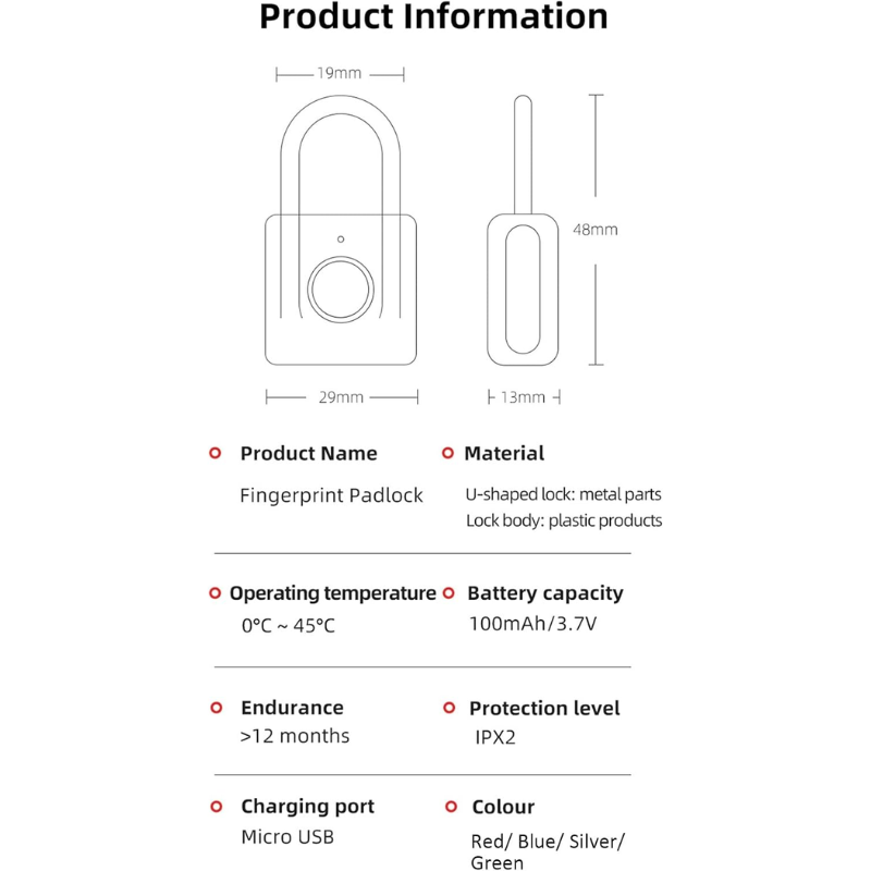 Mini Smart Fingerprint Padlock – Biometric Keyless Waterproof Lock for Doors, Luggage & More