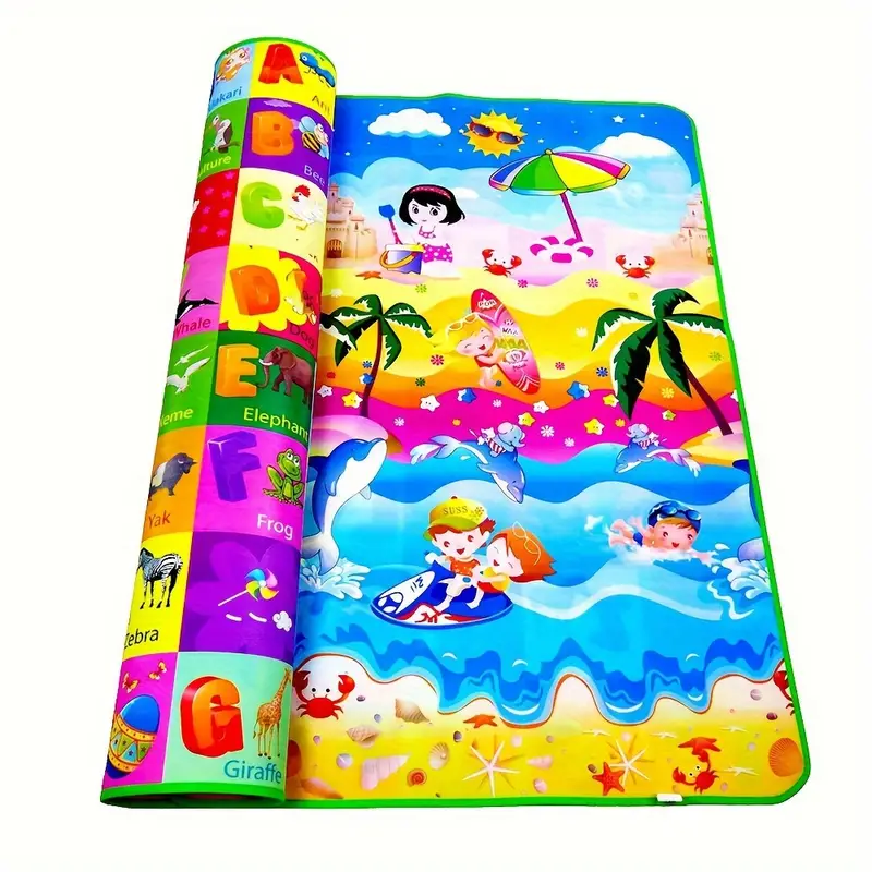 Double-Sided Baby Play Mat for 0-3 Years – Non-Toxic, Waterproof, and Reversible Educational Crawling Mat