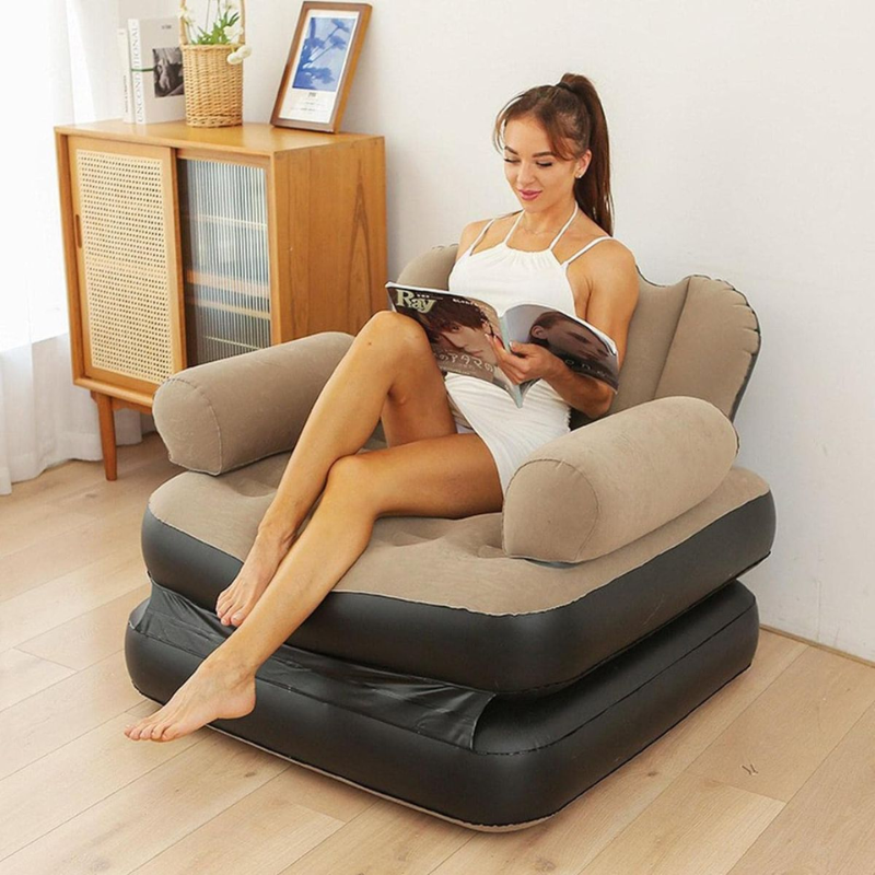 Multifunctional Single Size Inflatable Sofa with Air Pump – Ergonomic, Durable & Easy to Clean