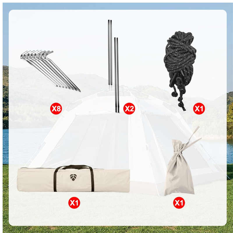 Camping Tent Pop Up – Waterproof 2/3/4 Person Instant Setup Outdoor Family Tent
