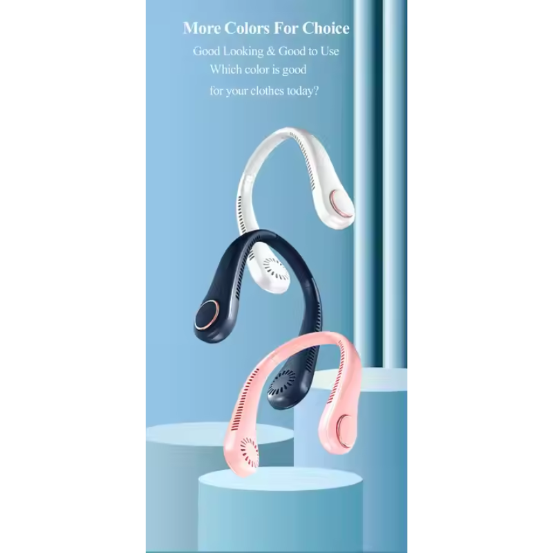 Portable Neck Fan - USB Rechargeable, Waterproof, Adjustable Wearable Fan for Travel, Office & Sports