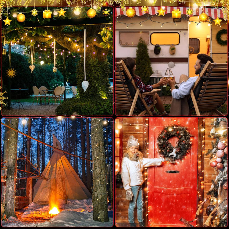 Waterproof Solar Powered String Lights - 10m | 200 LED | 8 Modes | Warm White Outdoor Fairy Lights