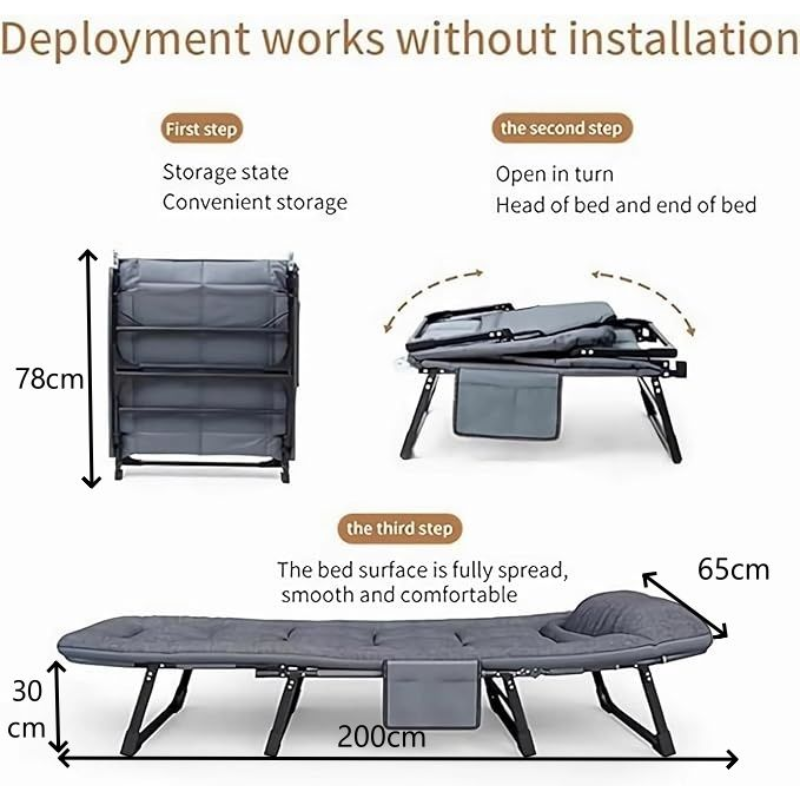 Multi-Functional Foldable Camping Bed & Lounge Chair – 176cm | Ergonomic, Portable & Adjustable