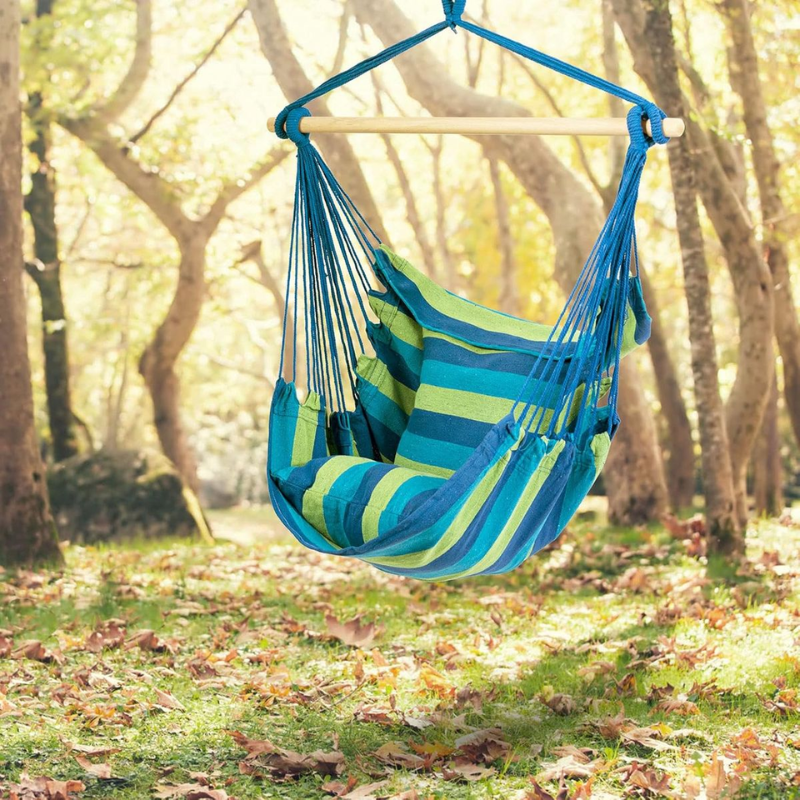 Hammock Hanging Rope Chair with 2 Pillows – Indoor & Outdoor Swing Seat for Ultimate Comfort