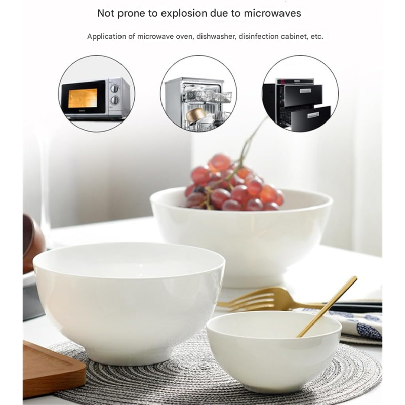 4.5-Inch White Stoneware Rice Bowl – 24oz Durable Ceramic Bowl for Cereal, Soup, Pasta & More (YD447928)