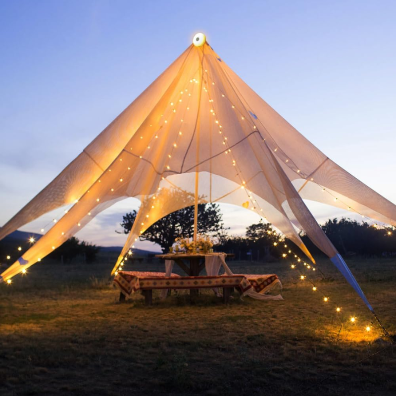 Rechargeable Outdoor Camping String Lights – 10M Waterproof Retractable LED Fairy Lights with Multiple Modes – Warm Light for Tents, RVs, and Outdoor Decor