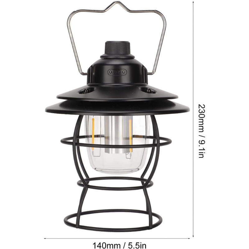 Vintage Camping Lantern – Retro USB Rechargeable Hanging Light with Adjustable Brightness
