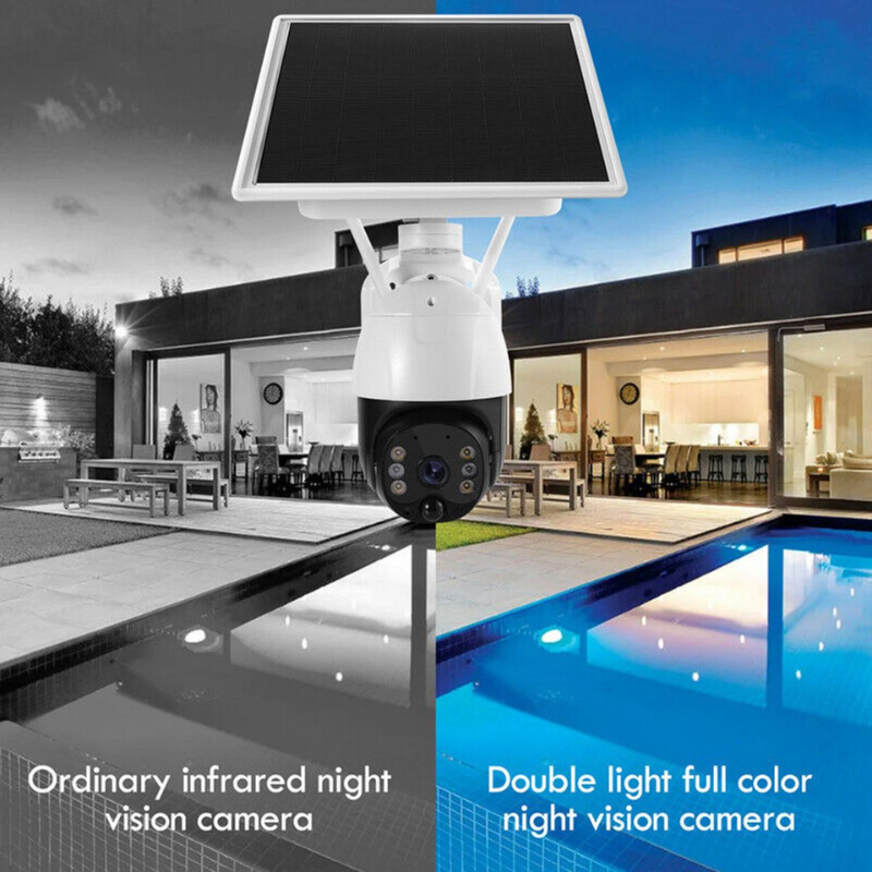 Smart Solar Powered 5MP Wireless Outdoor PTZ Security Camera with Night Vision & 8GB SD Card