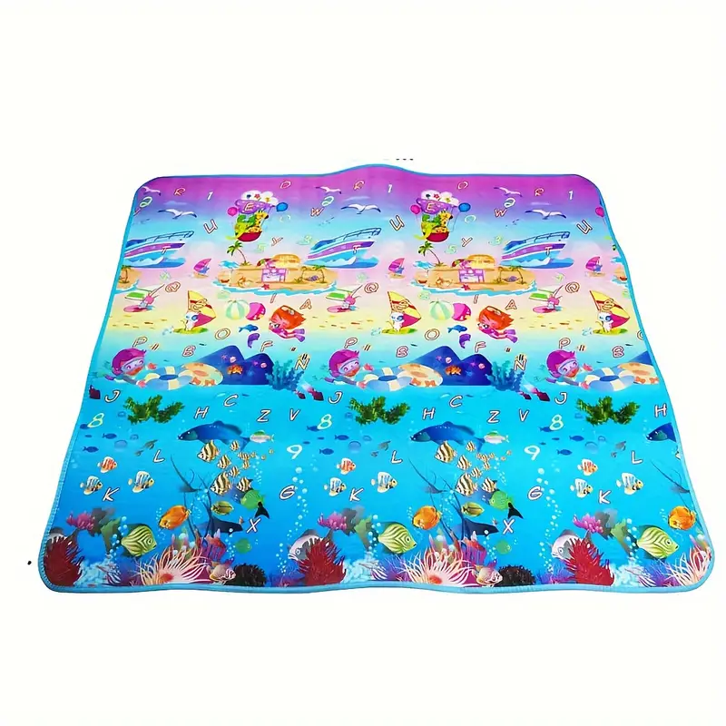 Double-Sided Baby Play Mat for 0-3 Years – Non-Toxic, Waterproof, and Reversible Educational Crawling Mat
