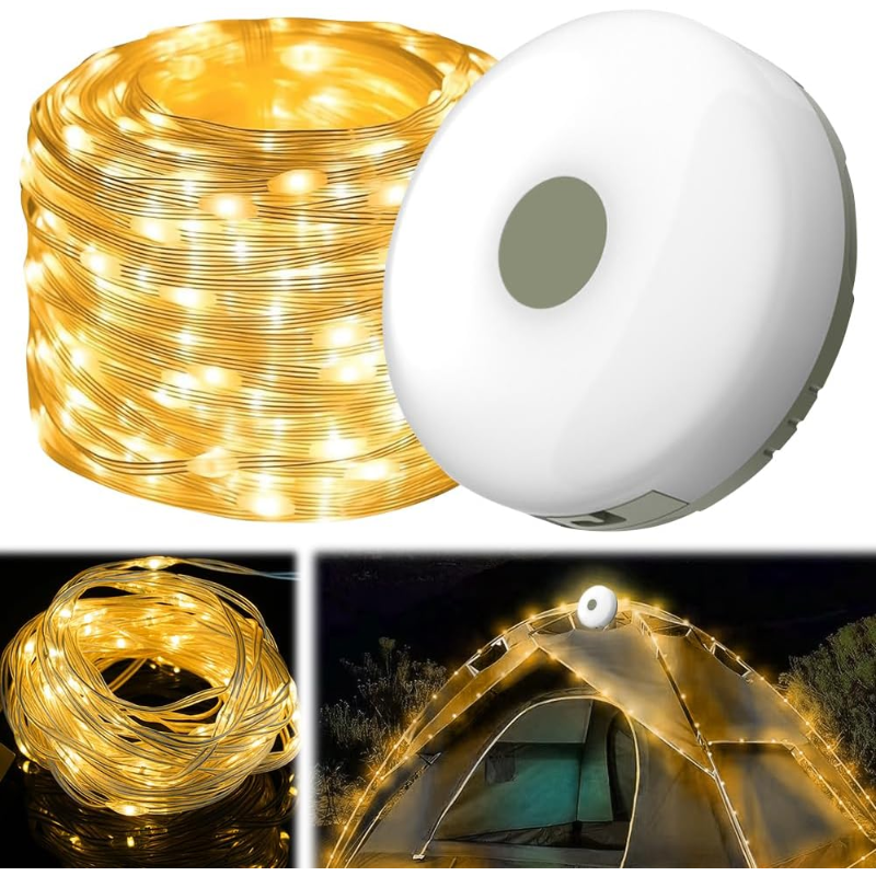 Rechargeable Outdoor Camping String Lights – 10M Waterproof Retractable LED Fairy Lights with Multiple Modes – Warm Light for Tents, RVs, and Outdoor Decor