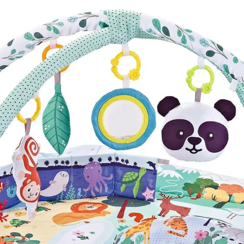 Foldable Hexagonal Activity Gym & Ball Pit - Plush Baby Play Mat with Musical Features