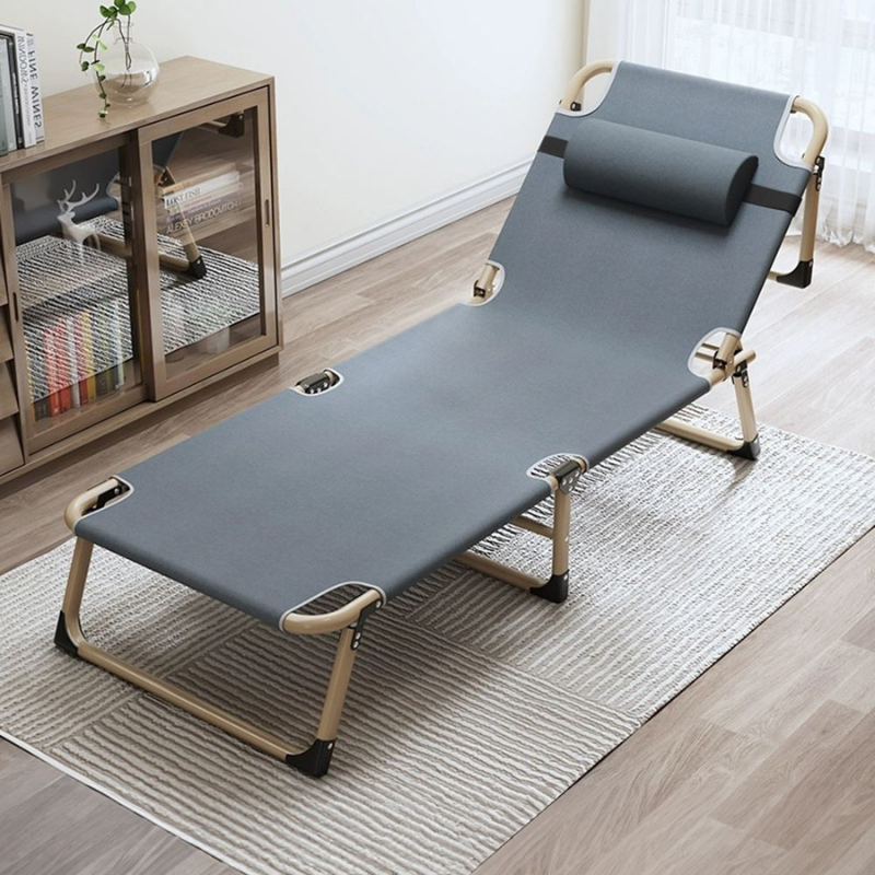 Reclining Foldable Outdoor Sun Lounger Cot Bed with Pillow – Heavy-Duty, Lightweight & Compact Camping Bed
