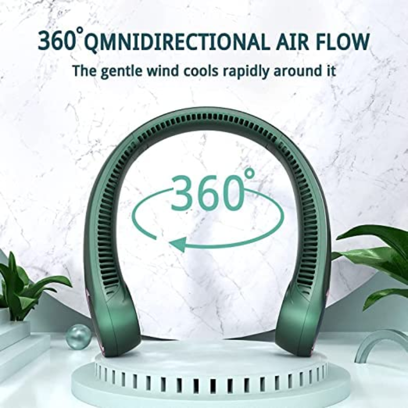 Portable Neck Fan - USB Rechargeable, Waterproof, Adjustable Wearable Fan for Travel, Office & Sports