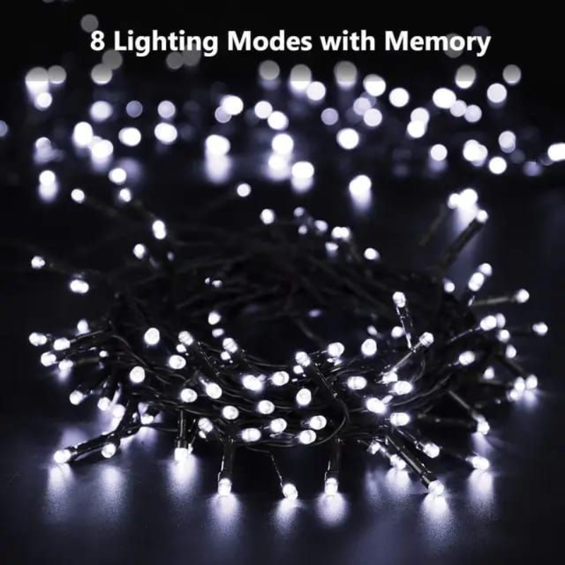 Waterproof Solar Powered String Lights - 10m | 200 LED | 8 Modes | Warm White Outdoor Fairy Lights