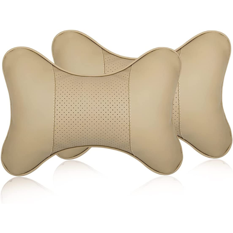 Faux Leather Universal Car Neck Rest Headrest Pillow – Soft Cushion for Cervical Pain Relief & Support – Adjustable Strap for Car, Office Chair & Travel (Pack of 2)