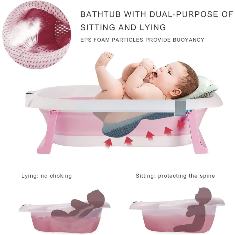 Foldable Baby Bathtub with Temperature Sensing | Lightweight, Safe, and Travel-Friendly