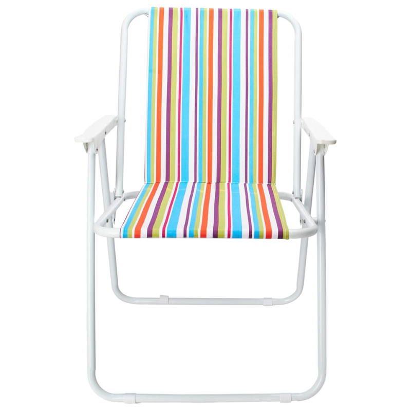74x56x53cm Lightweight Foldable Outdoor Striped Camping Chair with Armrests – Portable & Durable