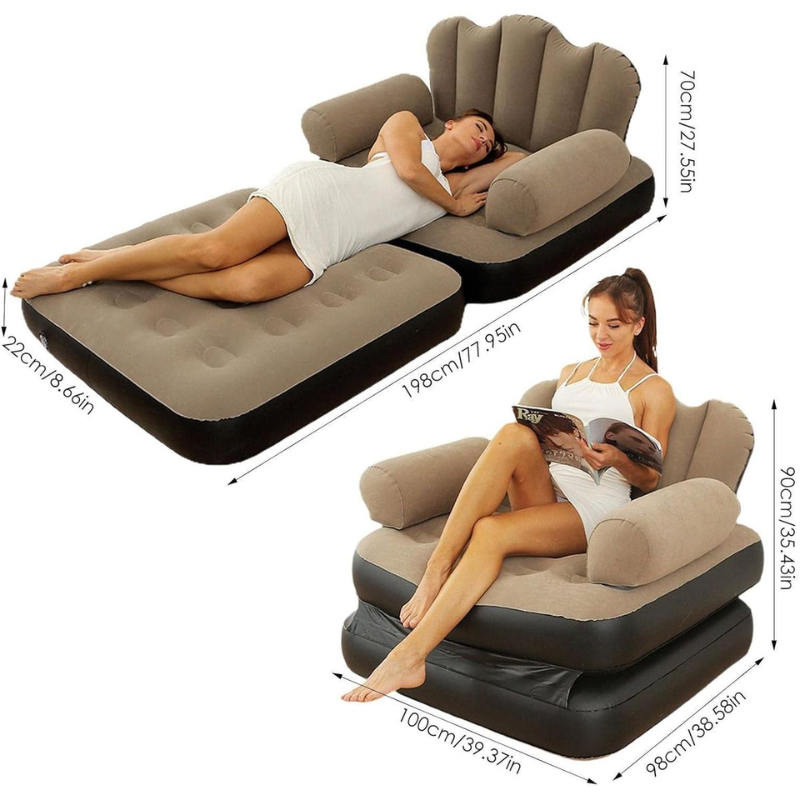 Multifunctional Single Size Inflatable Sofa with Air Pump – Ergonomic, Durable & Easy to Clean