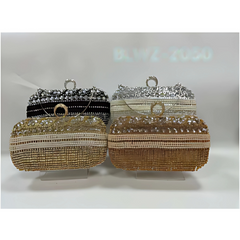 Luxury Crystal Evening Clutch Purse – Handmade Beaded Women’s Bag with Ring Handle