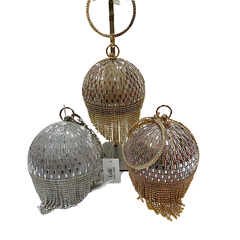 Glam Sphere Crystal Evening Clutch – Sparkling Handbag with Tassel Fringe