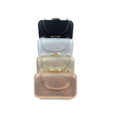 Elegant Structured Evening Clutch Purse – Metallic Finish | Available in Black, Silver, Gold & Rose Gold