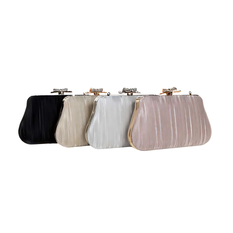 Elegant Evening Clutch Purse – Acrylic Marble Finish with Rhinestone Clasp