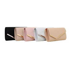 Elegant Satin Evening Clutch Purse – Women’s Formal Envelope Handbag with Gold Trim