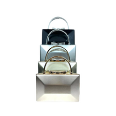 Luxury Geometric Metallic Clutch Bag – Evening Purse with Top Handle (Gold, Silver, Black)