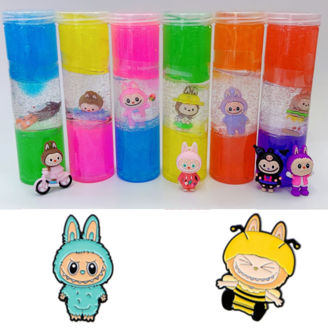 🧸 Cute Character Glitter Slime Tubes – 6-Pack Colorful Slime Set for Kids