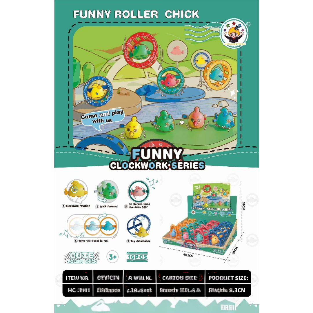 Funny Roller Chick Clockwork Toy – Cute Wind-Up Walking Chick with Rolling Wheel for Kids