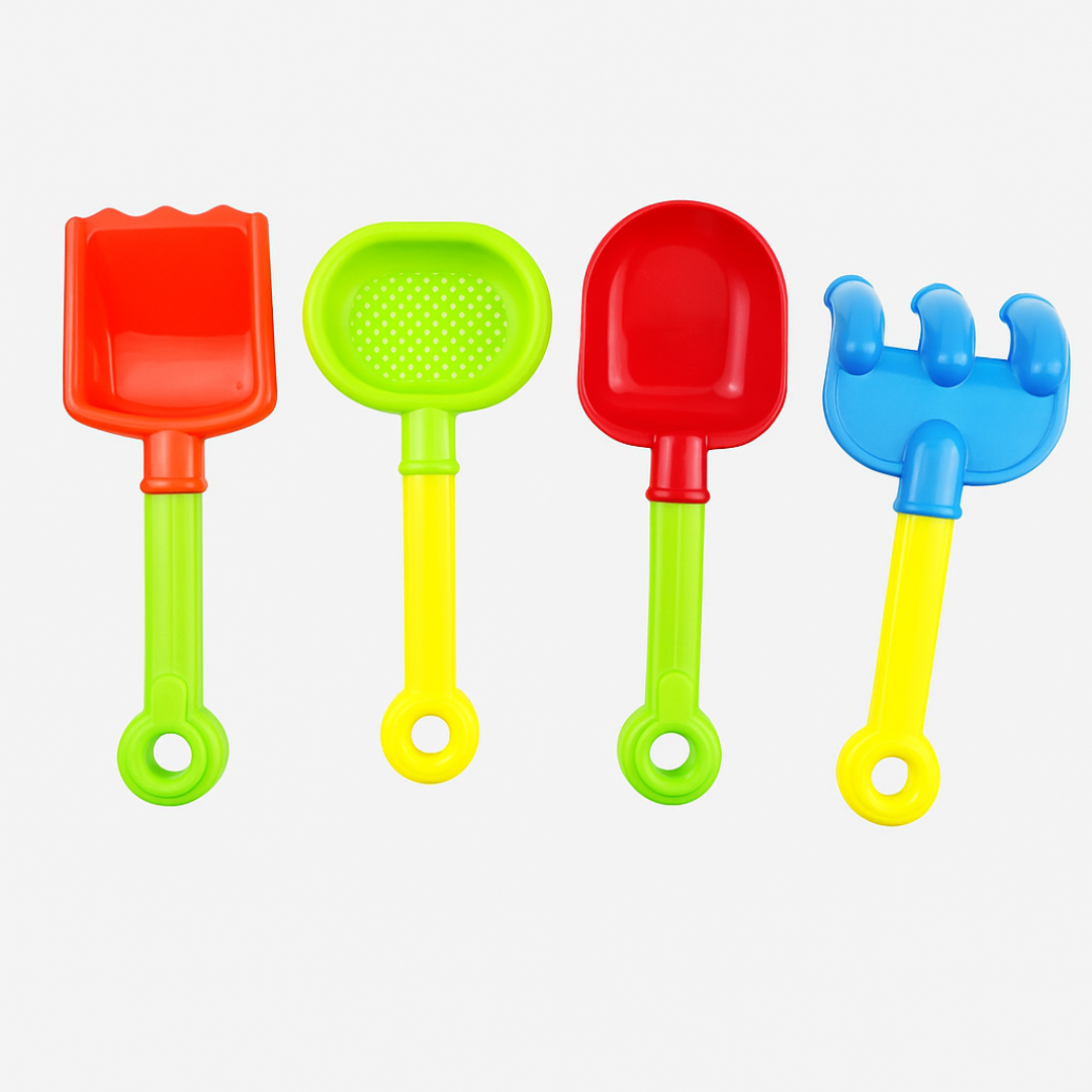 🏖️ Kids Beach Sand Tools Set – 4-Piece Shovel, Rake & Scoop Set for Outdoor Fun
