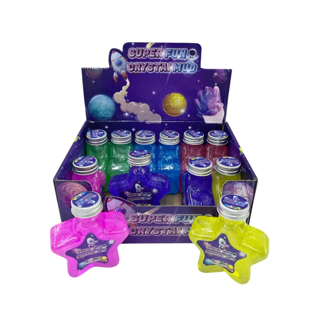 🌟 Super Fun Crystal Mud – Space-Themed Glitter Slime in Star Bottles (12 pcs)