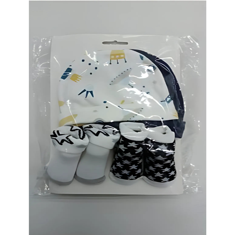 Newborn Baby Cotton Cap & Booties Set – Soft, Breathable & Stylish | 2-Pack